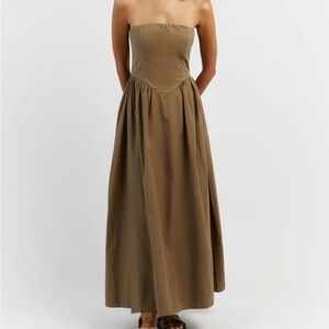 DISSH Hyland Coffee Strapless Midi Dress